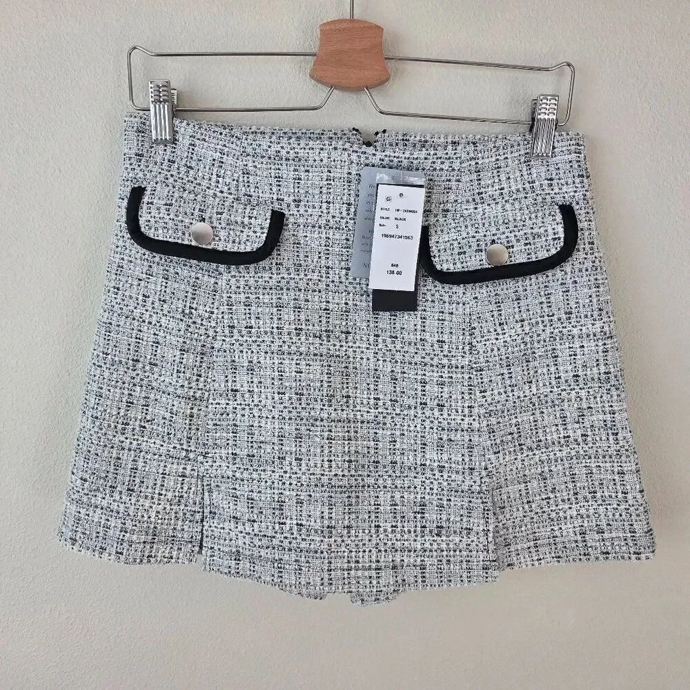 Isaac Mizrahi New York Designer Mini Skirt Skort Size S Tweed Pleated Nordstrom